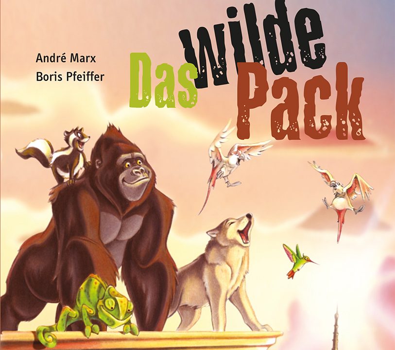 Das Wilde Pack - Cover Band 1 Cover des Buches "Das wilde Pack" mit Tieren in einer bunten, abenteuerlichen Umgebung.