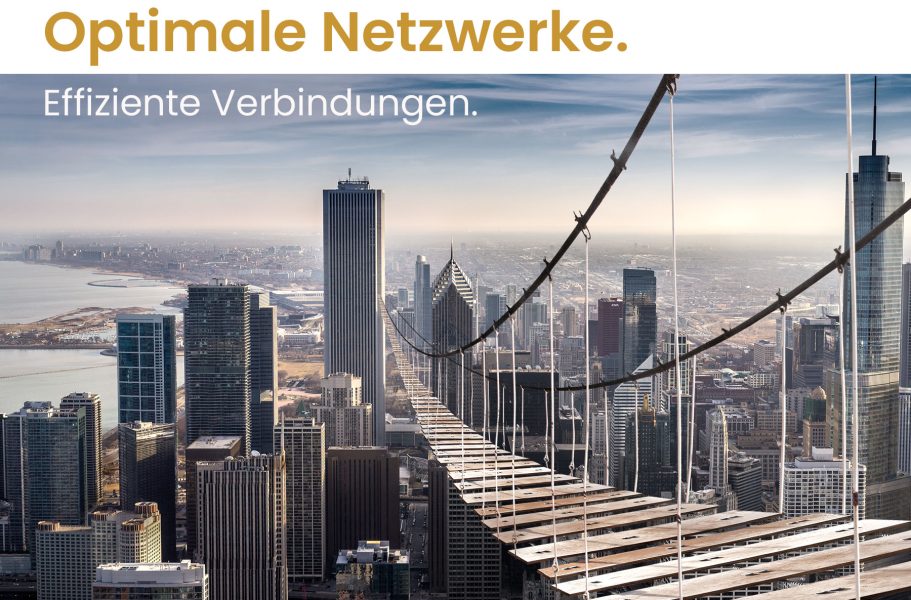 Landingpage Städtische Skyline mit Brücke und Blick auf das Wasser im Hintergrund.
